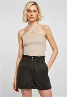 Women's crossed neck warmer Top lighttaupe