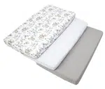 Medi Partners 3 – Pak – Fitted sheet for bed 120x60 – cotton – Deer in leaves – White – Gray