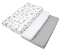 Medi Partners 3 – Pak – Fitted sheet for bed 120x60 – cotton – Deer in leaves – White – Gray