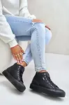 Insulated women's sneakers with Big Star stitching black