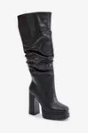 Slip-on boots with heel and platform with ruching insulated black Beridra