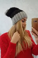 marka niezdefiniowana Čapica s fleece Milano K203 čierna+šedá