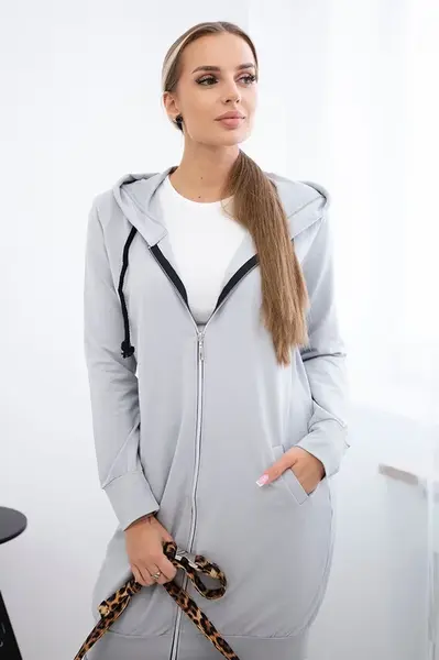 Gray dress with hood and hood