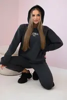 Insulated cotton set, sweatshirt with embroidery + Graphite trousers