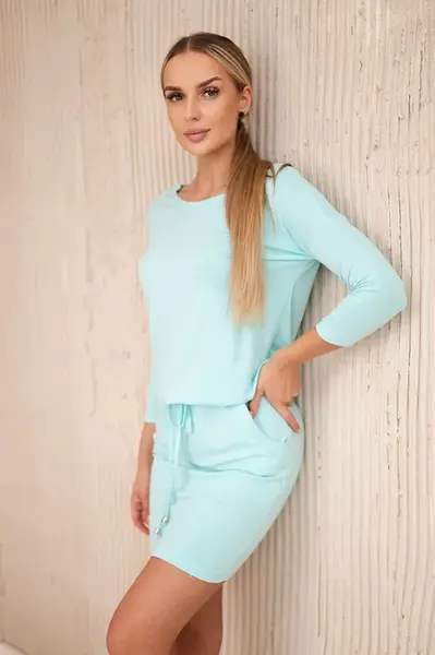 Viscose dress with waist tie mint