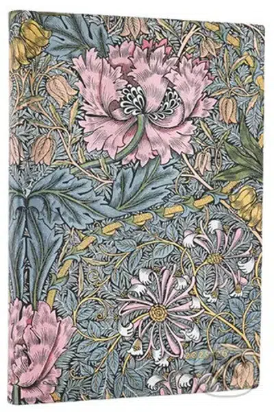 Diář 2025/2026 Morris Pink Honeysuckle (Midi, horizontální členění)