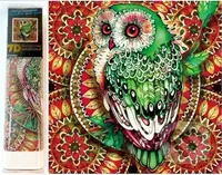 Diamantové mal. 7D Sova na červené mandale (30x30cm)