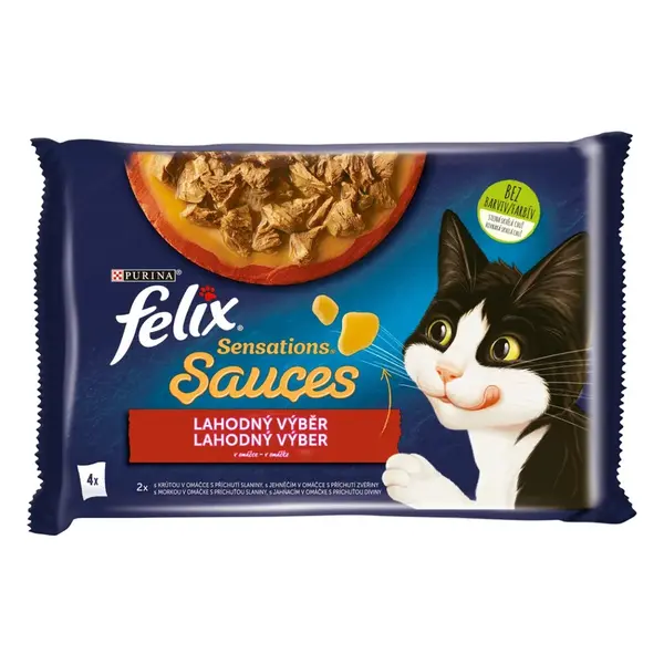 Felix Sensations Sauces kapsičky pre mačky morka, jahňacie v omáčke 4x85 g