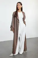 Trendyol Mink Cuff Rose Accessory Detailed Woven Cape & Abaya