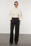Trendyol Black Belt Detailed Wide Leg/Wide Leg Woven Fabric Trousers