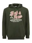 Jack & Jones Plus Mikina  koňaková / tmavozelená / biela