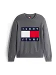 Tommy Jeans Sveter  námornícka modrá / tmavosivá / červená / biela