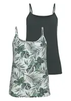 LASCANA Top  tmavozelená / prírodná biela