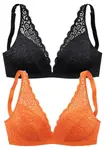PETITE FLEUR Podprsenka  oranžová / čierna