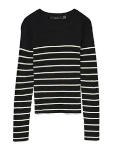 VERO MODA Sveter 'VMGIZELLE'  čierna / biela