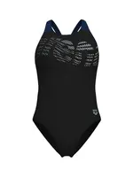 ARENA Jednodielne plavky 'FLOWING'  čierna / biela