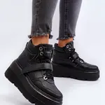 Zazoo 3392/X Dámské Kožené Sportovní Boty na Platformě Černé