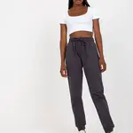 Graphite sweatpants tied at the waist
