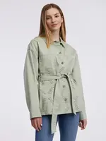 Světle zelená dámská vzorovaná džínová bunda ORSAY