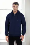 94090 Dewberry Kangaroo Pocket Hooded Zipper Mens Sweatshirt-NAVY