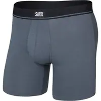 SAXX ESSENTIAL COTTON BOXER BRIEF FLY Pánské spodní prádlo, šedá, velikost