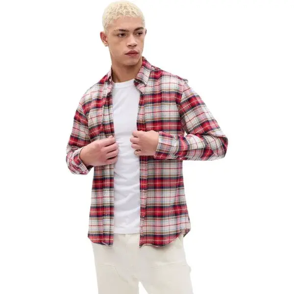 GAP FA23 STANDARD OXFORD Pánská košile, červená, velikost