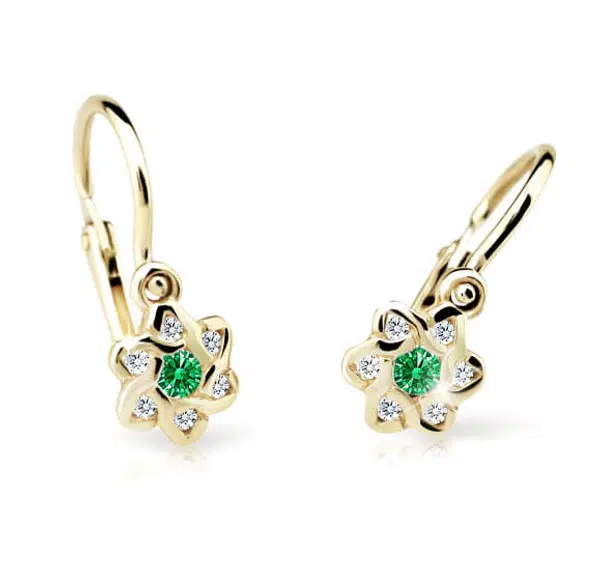 Cutie Jewellery Zlaté detské náušnice C2149-10-X-1 zelená