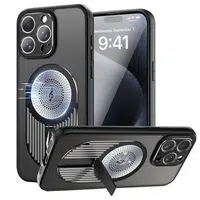 Magnetic Phone Case for iPhone 16 Pro Shockproof Bracket Aromatherapy & Heat-Dissipating Black