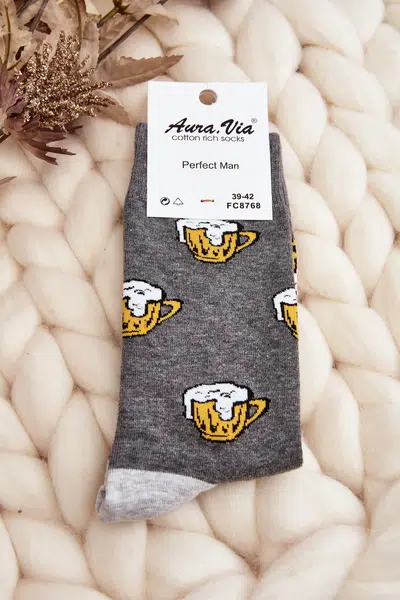Aura.via Pánske sivé pivo ponožky