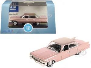 1961 Cadillac Sedan DeVille Metallic Pink 1/87 (HO) Scale Diecast Model Car by Oxford Diecast