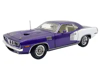 1971 Plymouth Barracuda Violet Metallic and White Limited Edition to 350 pieces Worldwide 1/18 Diecast Model Car by ACME