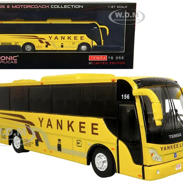 TEMSA TS 35E Coach Bus Yellow "Yankee Trails" "The Bus &amp; Motorcoach Collection" 1/87 (HO) Diecast Model by Iconic Replicas