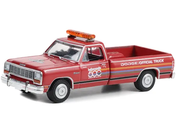 1987 Dodge Ram D-250 Pickup Truck "71st Annual Indianapolis 500 Mile Race Dodge Official Truck" Red with Stripes "Hobby Exclusive" Series 1/64 Diecas