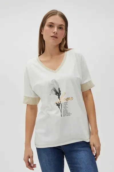 Marisse Women's T-Shirt L-Ts-4609 Off White