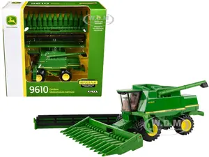 John Deere 9610 Combine with 12-Row Corn Head and Draper Grain Head Green "Replica Play" Series 1/64 Diecast Model by ERTL TOMY