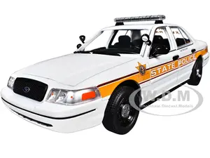 2009 Ford Crown Victoria Police Interceptor White with Yellow and Red Stripes "Illinois State Police" "Hot Pursuit" Series 10 1/24 Diecast Model Car