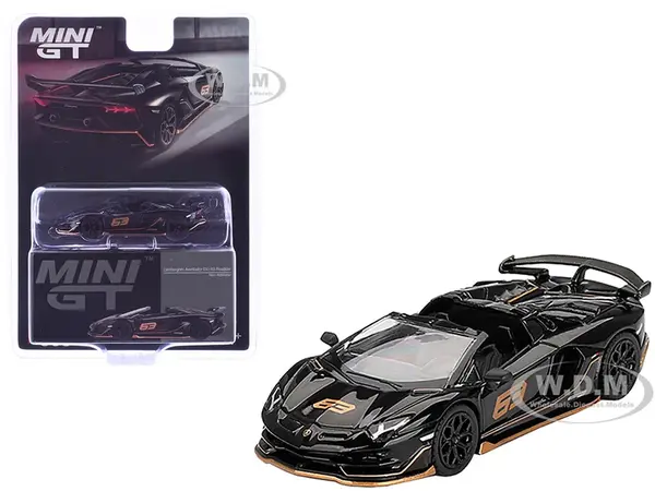 Lamborghini Aventador SVJ 63 Roadster Nero Aldebaran Black Limited Edition 1/64 Diecast Model Car by Mini GT