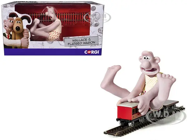 Flatbed Wagon and Wallace Figure 5 piece Set "The Wrong Trousers" (1993) Movie "Wallace &amp; Gromit" Diecast Model Car by Corgi