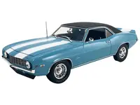 1969 Chevrolet Camaro Z/28 Carolina Blue with White Stripes and Black Vinyl Top Limited Edition to 264 pieces Worldwide 1/18 Diecast Model Car by ACM
