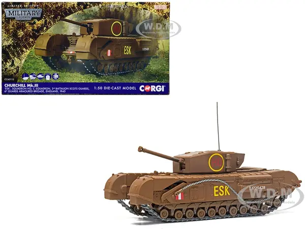 Churchill Mk.III Tank "ESK Squadron HQ C Squadron 3rd Battalion Scots Guards 6th Guards Armoured Brigade" (1943) British Royal Army "Military Legends