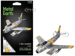 Model Kit North American F-86 Sabre Fighter Aircraft "Jolley Roger" United States Air Force (Moderate Difficulty) Steel Model by Metal Earth