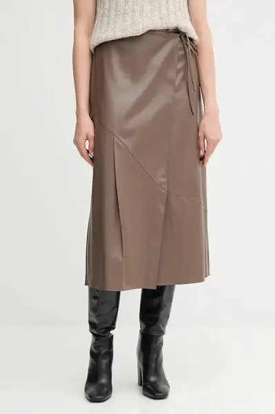 Sukně OUI hnědá barva, midi, áčková, 94517