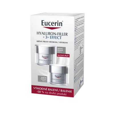 EUCERIN Hyaulor-Filler + 3x Effect Denní krém pre suchú pleť + Noční krém 2 x 50 ml