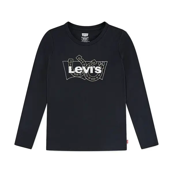 Dětské bavlněné tričko s dlouhým rukávem Levi's LS BATWING FILL černá barva, 3EN576