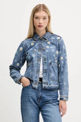 Džínová bunda Desigual DAISY modrá barva, přechodná, 25WWED15