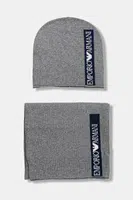 Dětská čepice a šátek z vlněné směsi Emporio Armani šedá barva, EB000811 AF17340