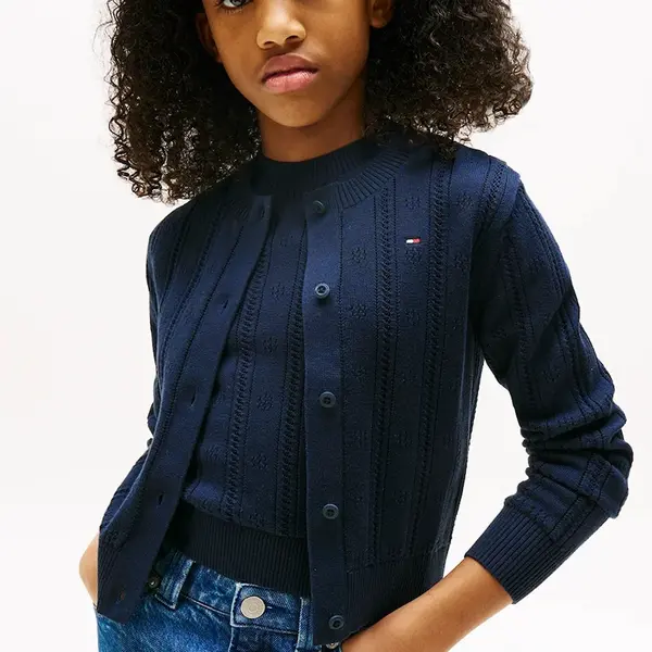 Dětský bavlněný kardigan Tommy Hilfiger tmavomodrá barva, KG0KG08677