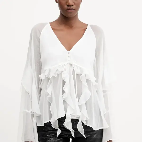 Halenka Bardot dámská, bílá barva, hladká, 59934TB