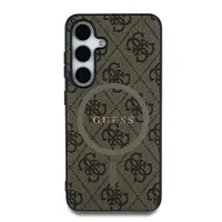 Zadní kryt Guess PU Leather 4G Colored Ring MagSafe pro Samsung Galaxy S25, hnědá