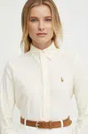 Bavlněná košile Polo Ralph Lauren žlutá barva, slim, s klasickým límcem, 211910131